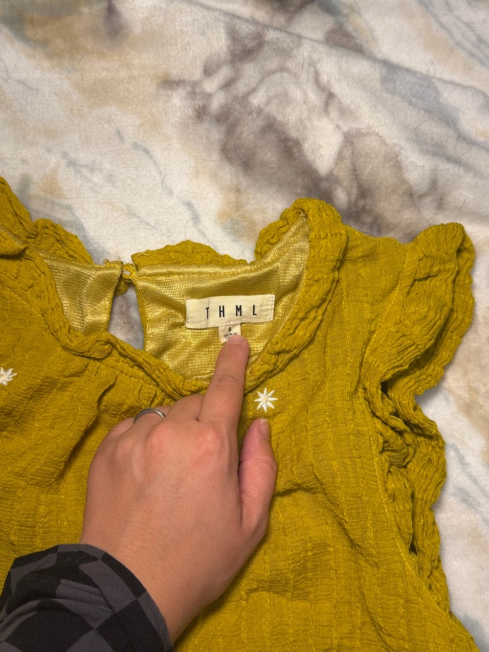 THML Mustard Ruffle Sleeve Top with Star Details - Picture 2 of 3